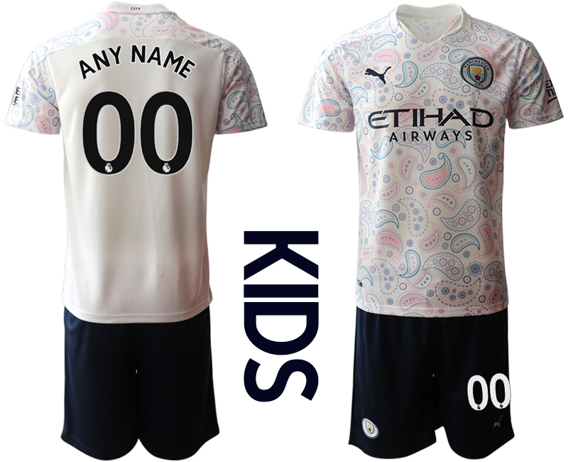 Youth 2020-2021 club Manchester City away customized white Soccer Jerseys